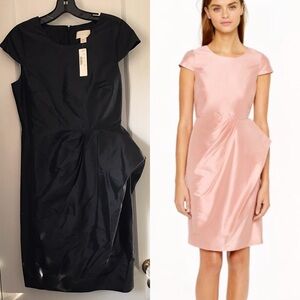 J. Crew Black and Pink Midi Dress